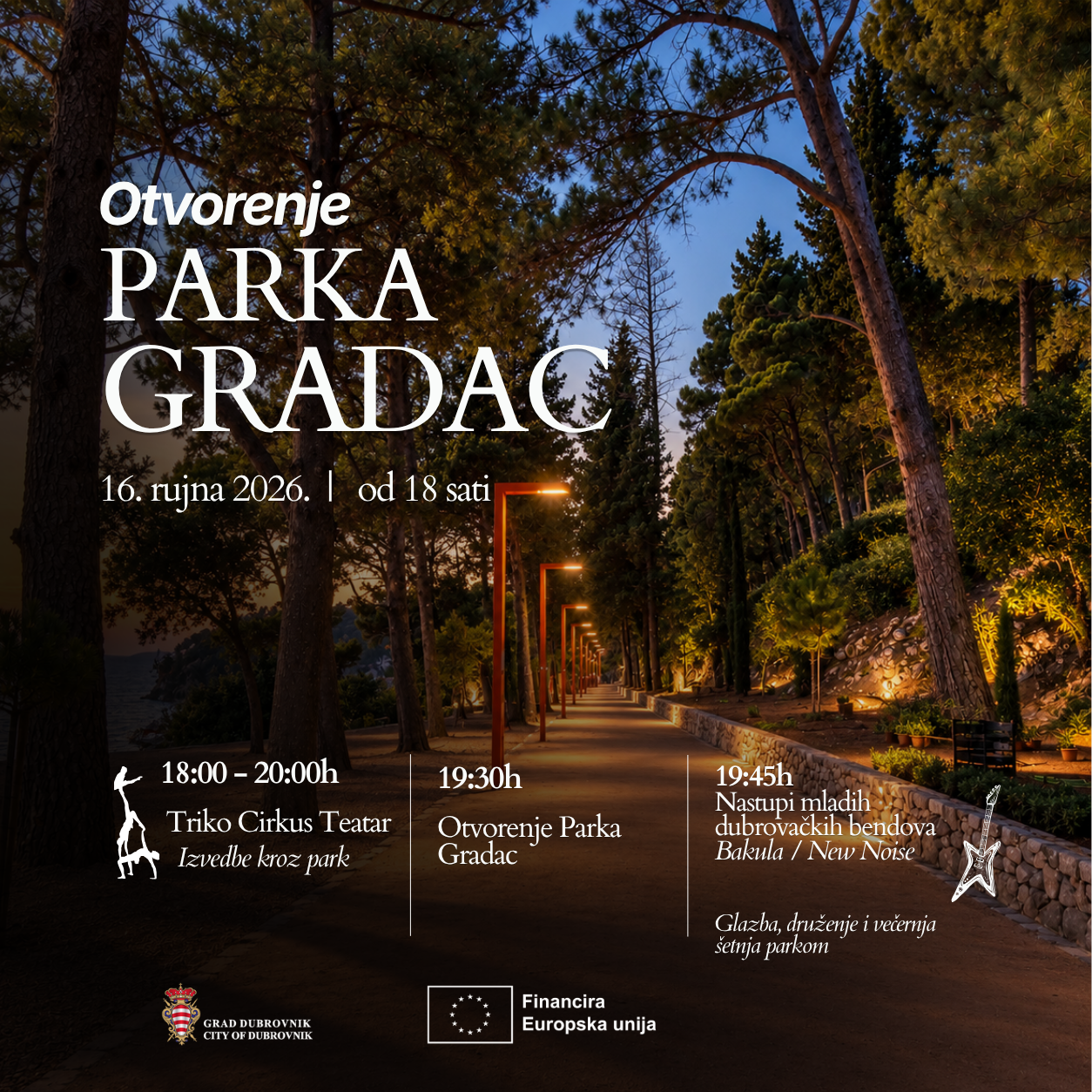 Obnovljeni Park Gradac otvara se 16. rujna uz glazbeni i zabavni program za građane