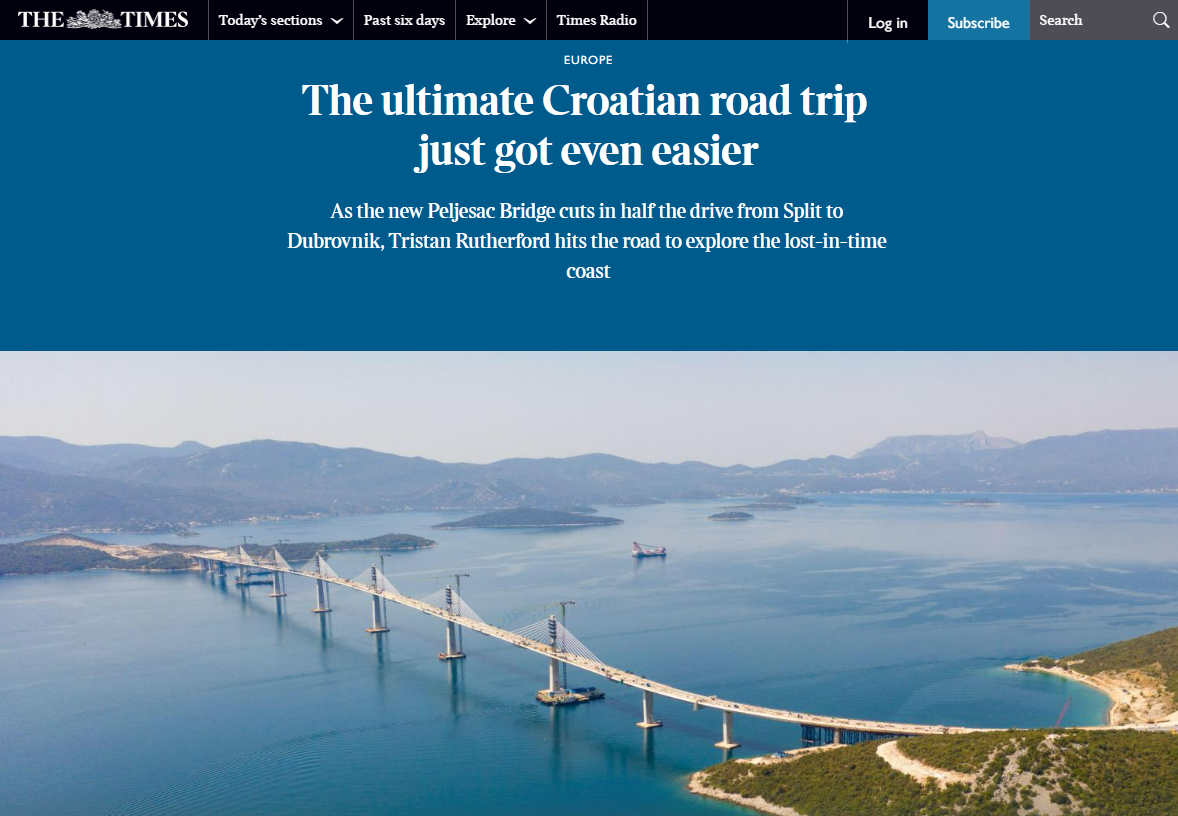 Reportaža o Dubrovniku i Hrvatskoj u poznatom britanskom magazinu The Times