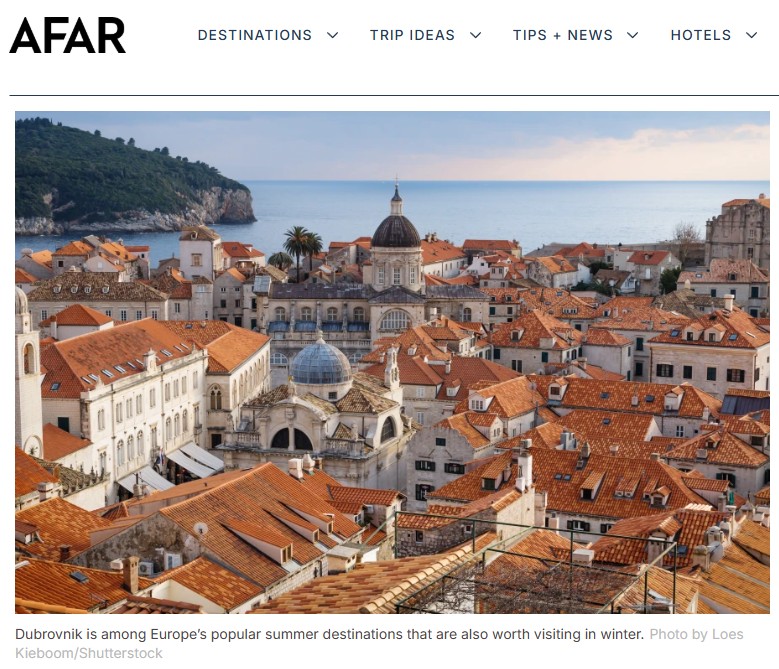 Dubrovnik istaknut u uglednom američkom magazinu AFAR kao idealna europska destinacija za zimska putovanja