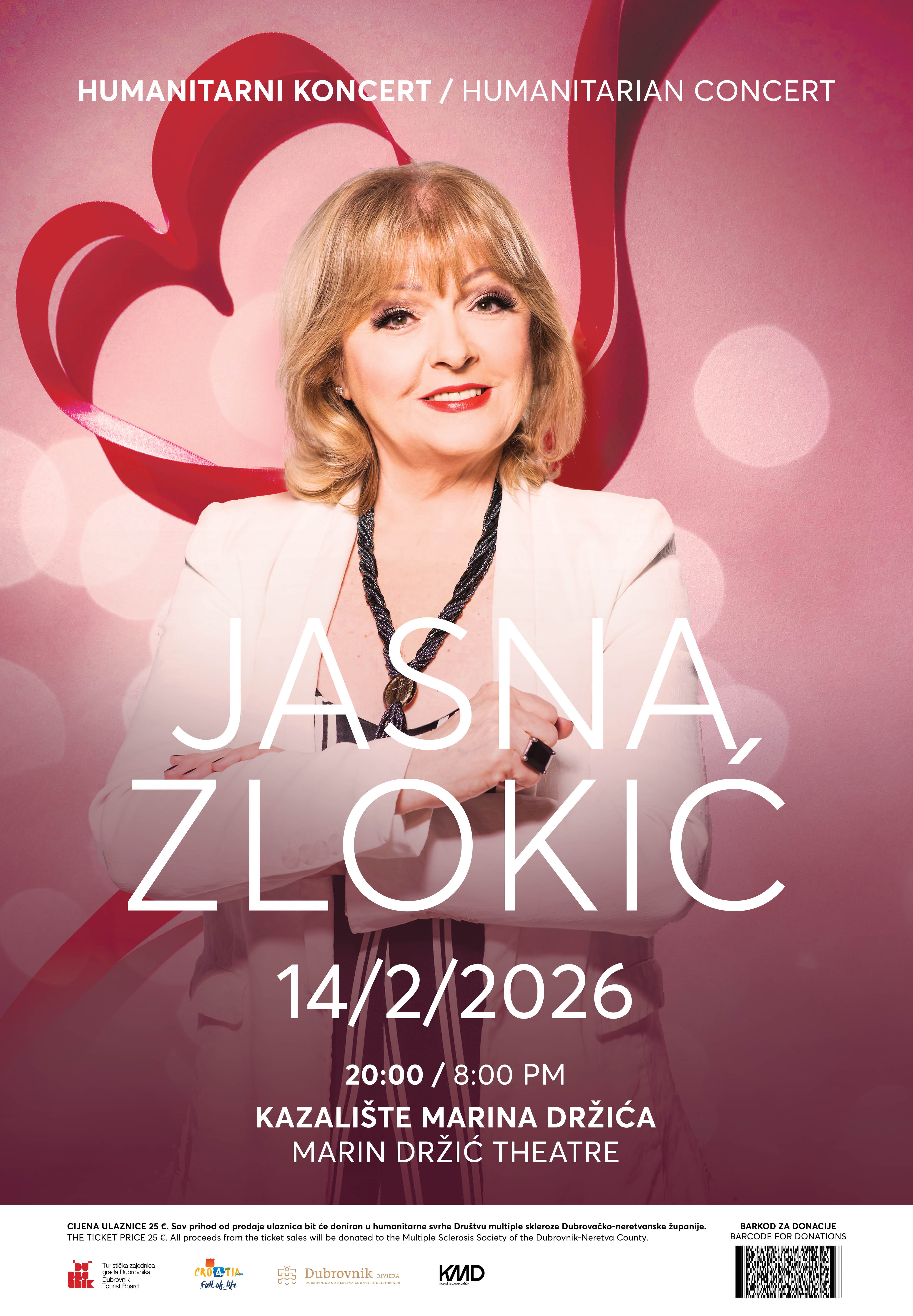 Humanitarni koncert Jasne Zlokić u Kazalištu Marina Držića