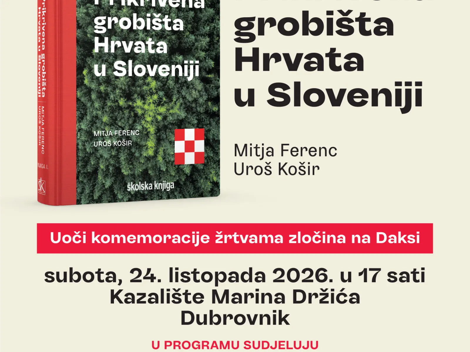 Predstavljanja znanstvene monografije "Prikrivena grobišta Hrvata u Sloveniji"