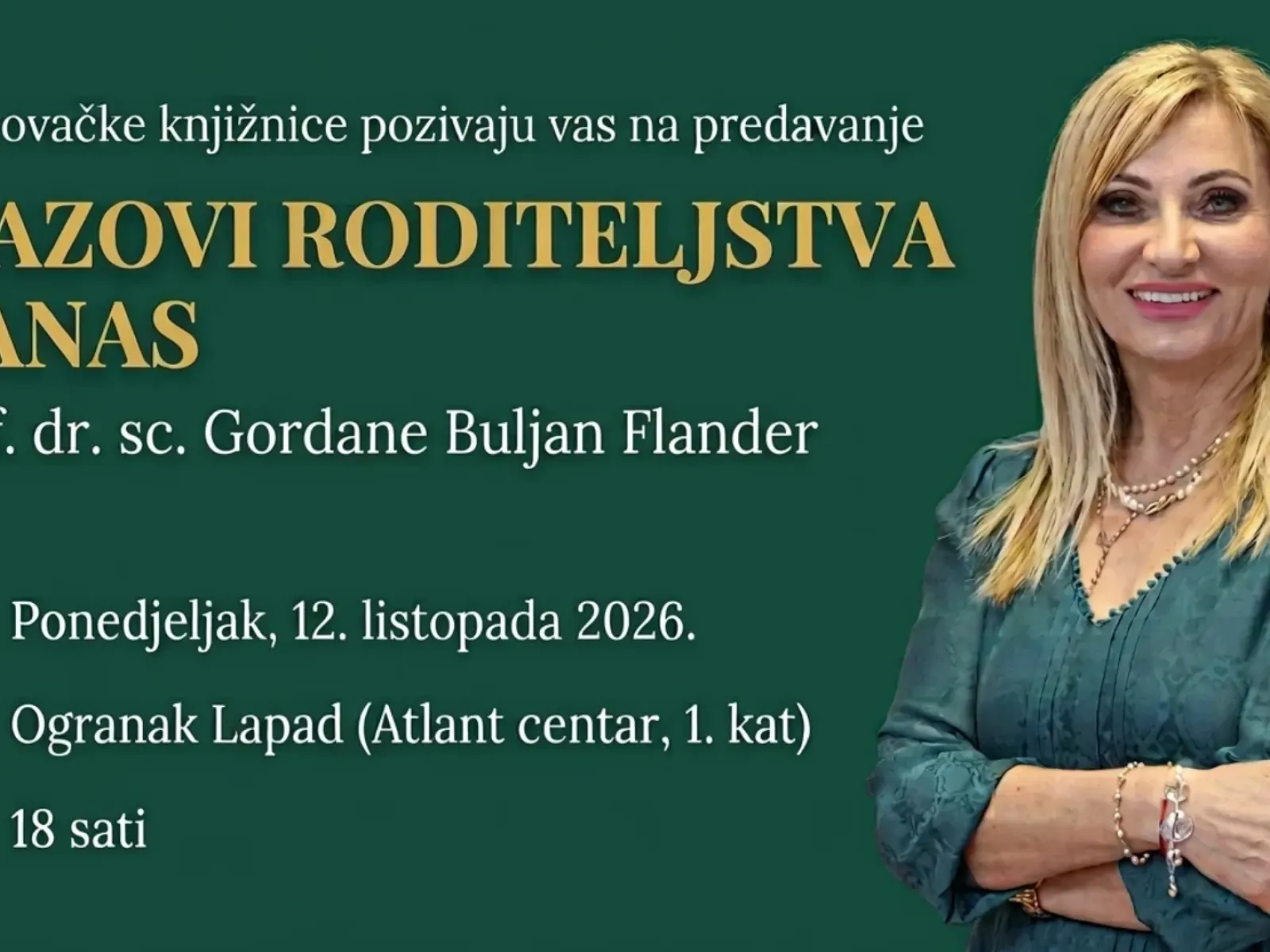Predavanje Gordane Buljan Flander o izazovima roditeljstva u Ogranku Lapad