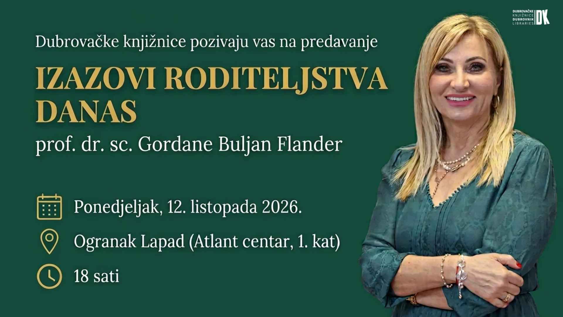Predavanje Gordane Buljan Flander o izazovima roditeljstva u Ogranku Lapad