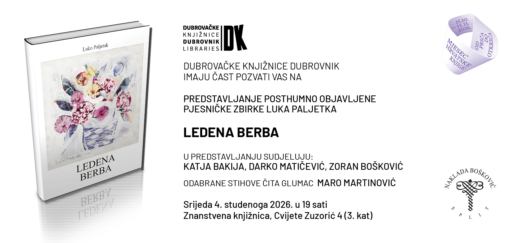 Predstavljanje posthumno objavljene pjesničke zbirke Luka Paljetka "Ledena berba"